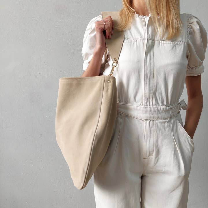 ANA KOUTSI - Wholesale Shoulder Bag - Women's - Anna soft suede bag in beige2