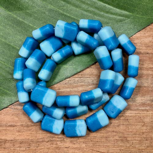 Vintage Two-Tone Teal Rectangle Glass Beads for wholesale by Bead Goes On