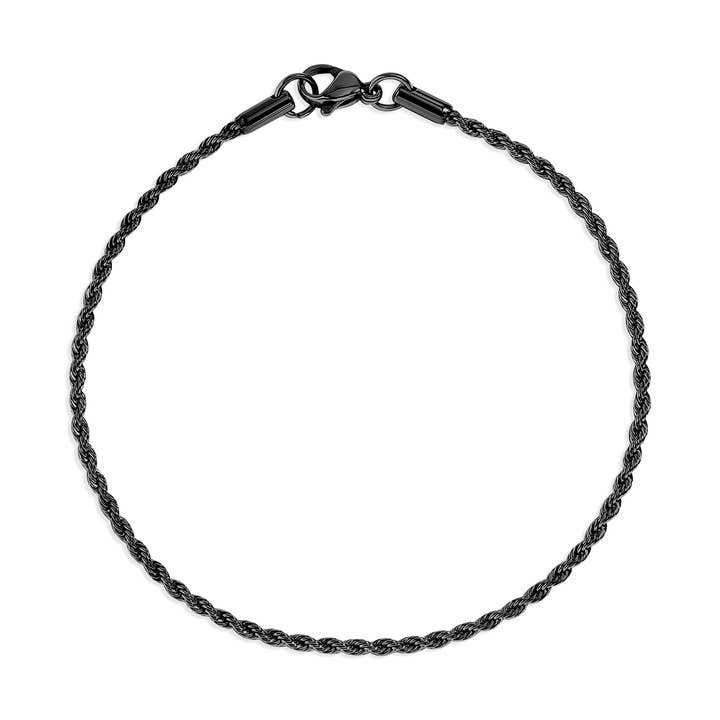 WJW - Wholesale Link & Chain Bracelet - Rope Chain Bracelet / Anklet - Gold, Silver, Black18