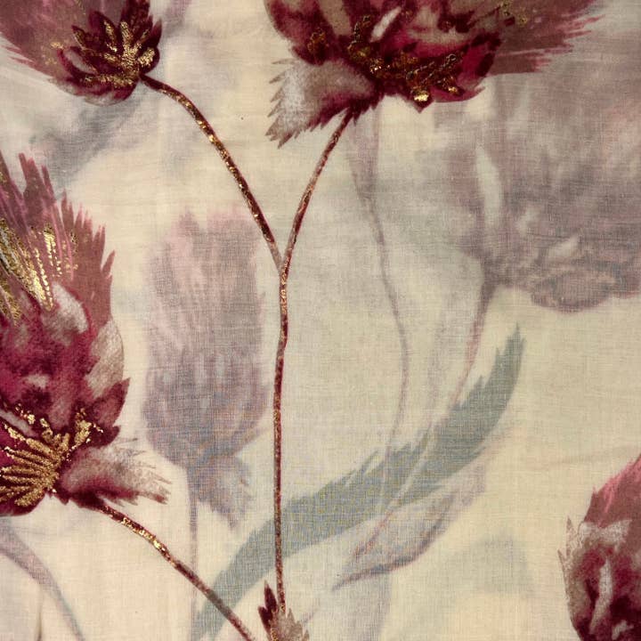 London Scarves - Wholesale Scarf – Women's - Dusty miller flower print on medium weight scarf3