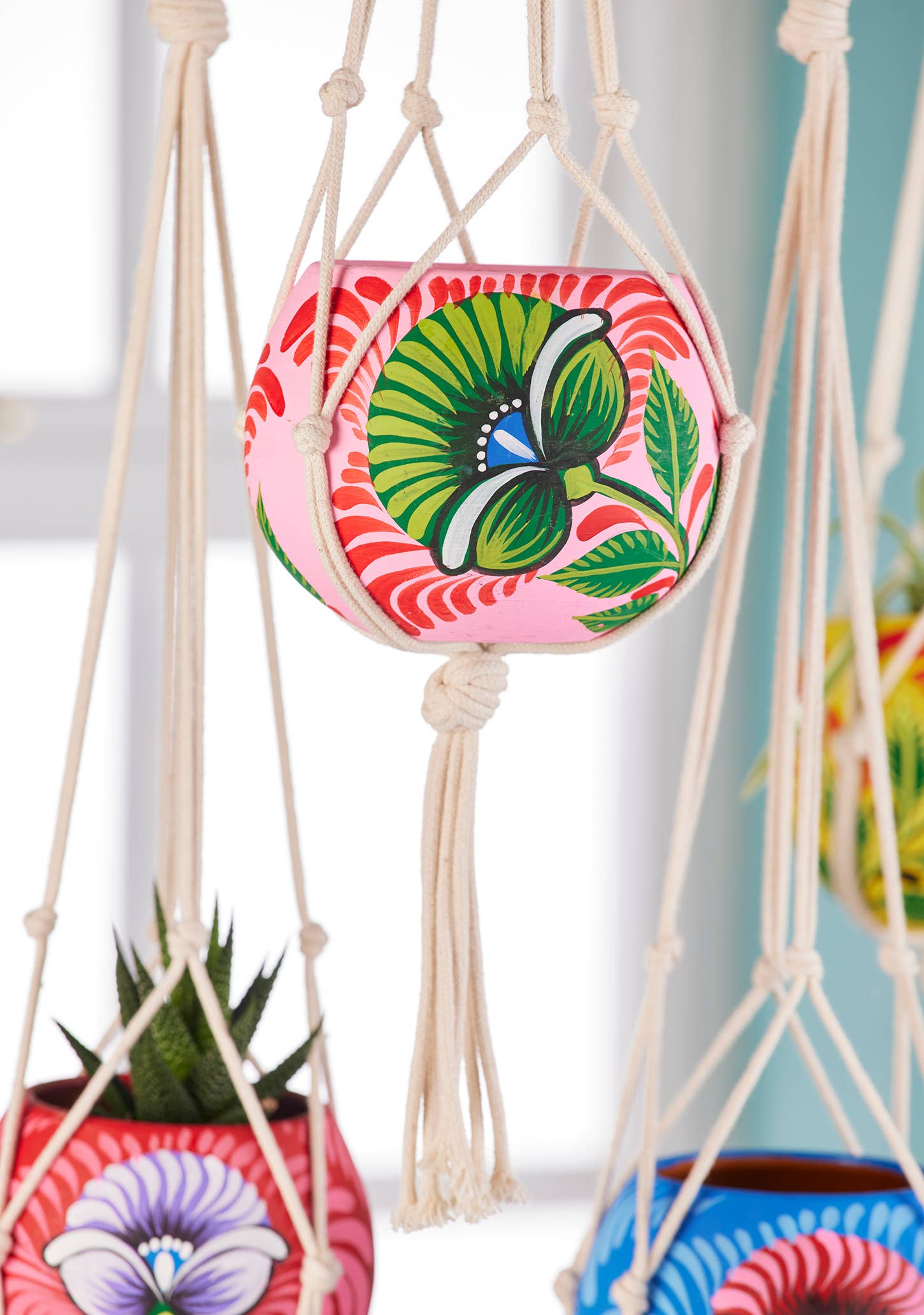 Namaste - Wholesale Hanging Planter - Shapla Handpainted Hanging Planter1