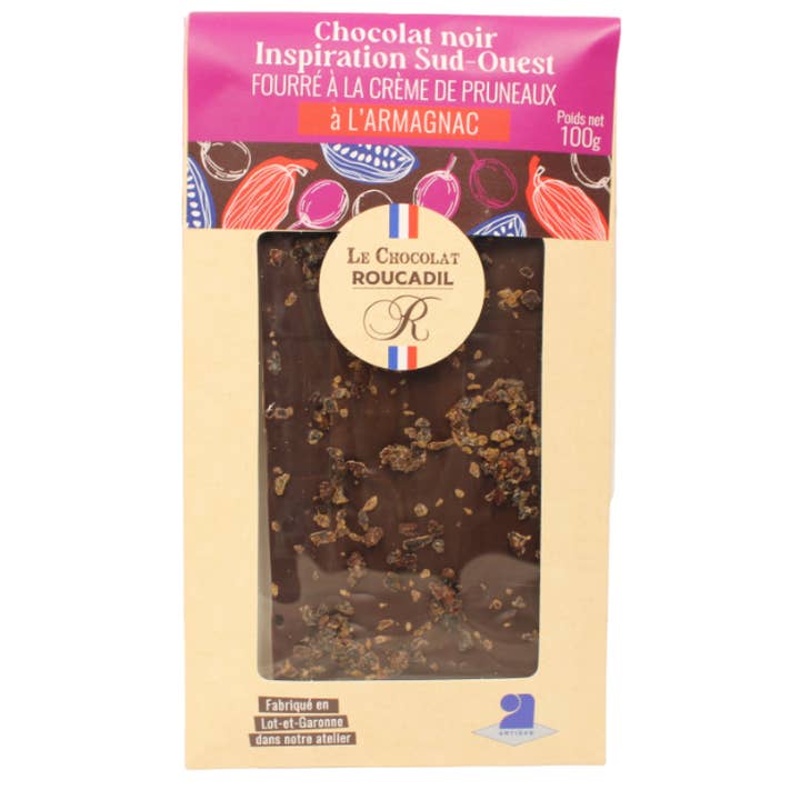 Dark Chocolate Tablet Filled With Prune Cream for wholesale by Maison Roucadil