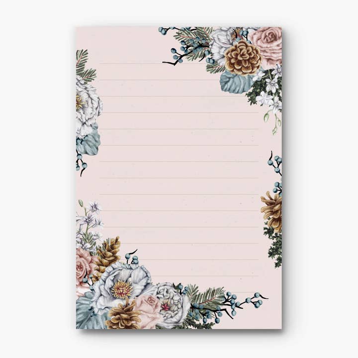 Wintry Florals Peony | Bloc-notes pour la vente par Midcoast Affair