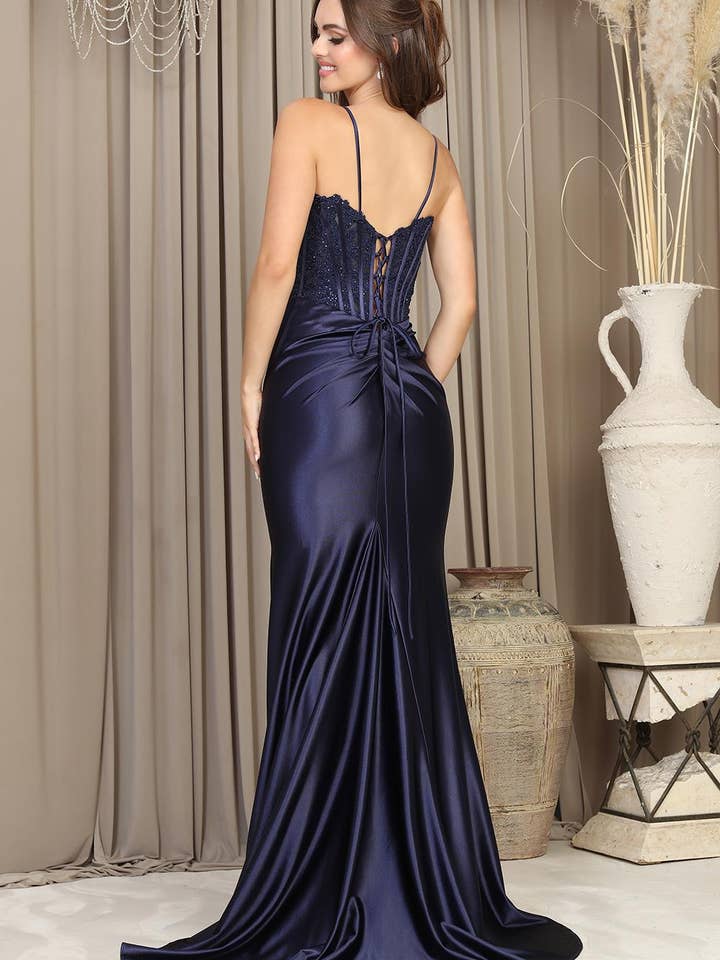 Adora Design - Vente Robe – femme - Robe de bal #3235 longue en satin sans bretelles4