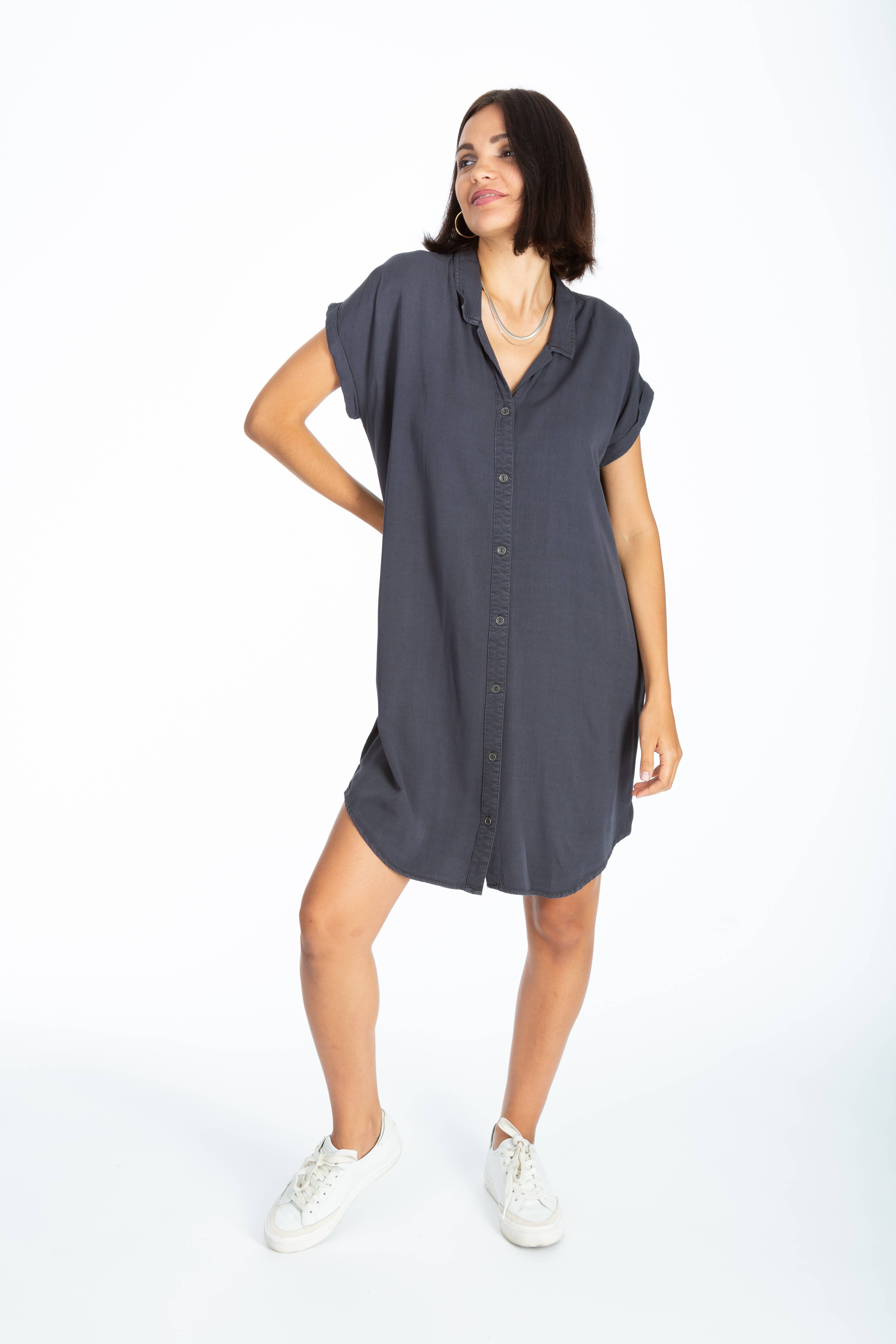 Charcoal Signature Shirt Dress Plus Size for wholesale on Faire0