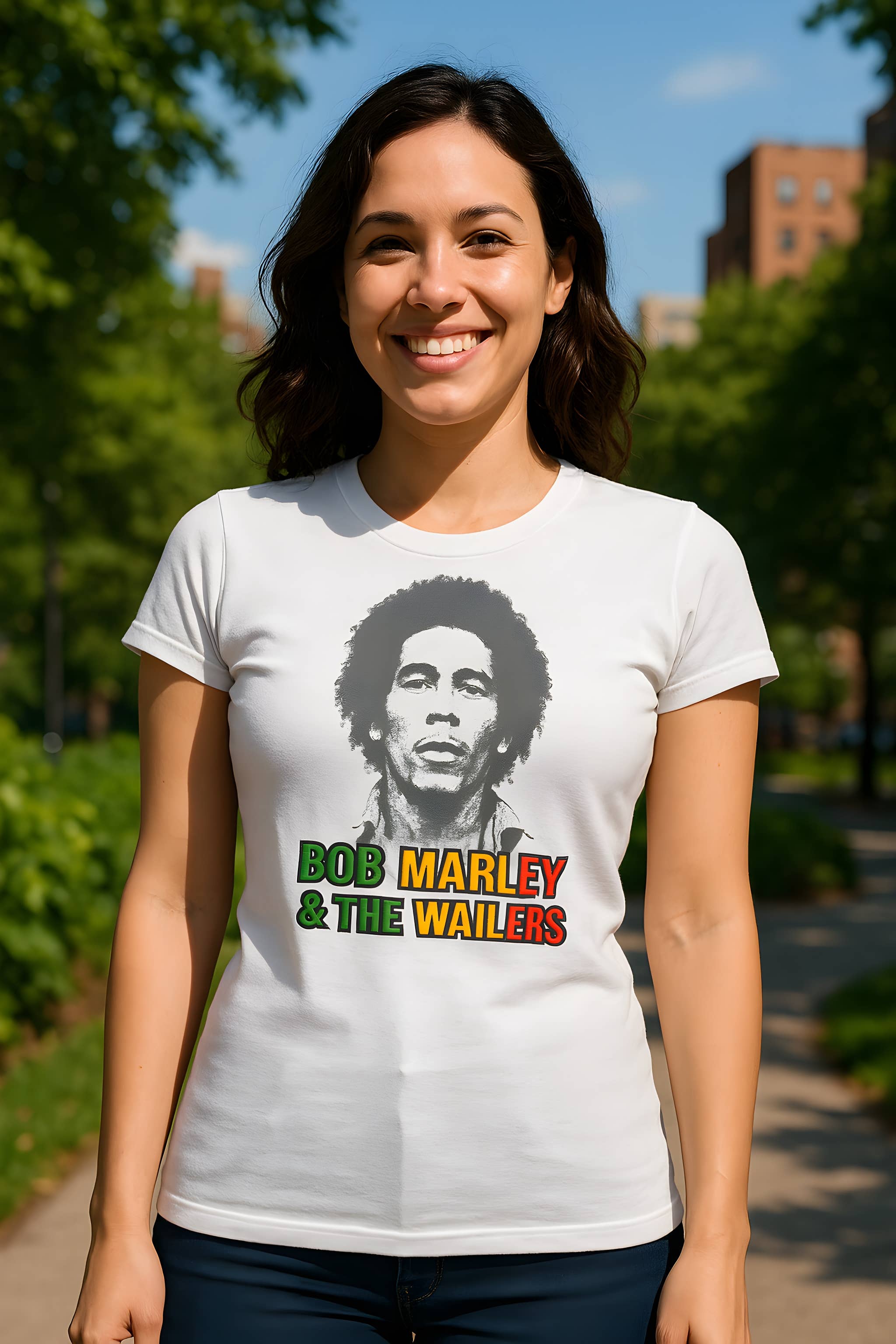 Official Store - Vente T-shirt sérigraphié – femme - Bob Marley - T-shirt Juniors Femme Wailers1