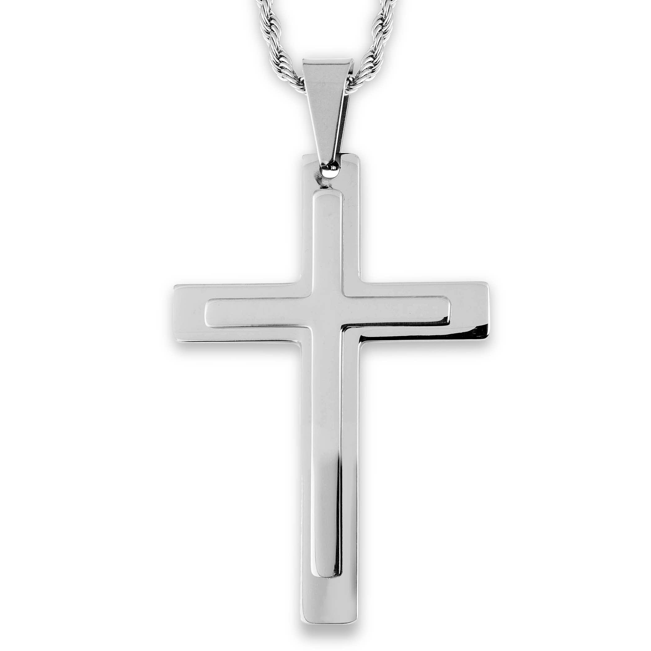 Collana a forma di croce con pendente a cuore in acciaio inossidabile 