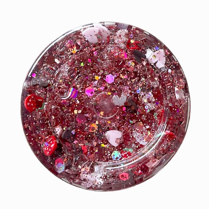 Hearts and Strawberries Hair Glitter Gel for wholesale by Missus Busy Bee Hair Accessories