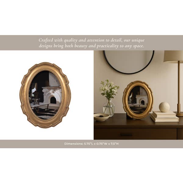 Sagebrook Home - Wholesale Picture Frame - Photo Frame - Gold Polyresin Round Vintage Style, 4x6 in.10