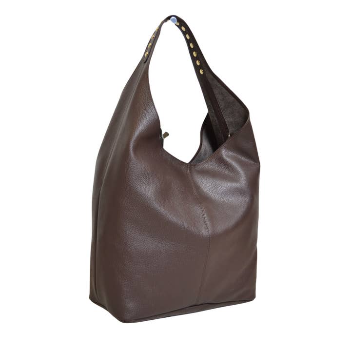 Claudia Firenze - Wholesale Shoulder Bag - Women's - Dolores - Dark Brown Studs1