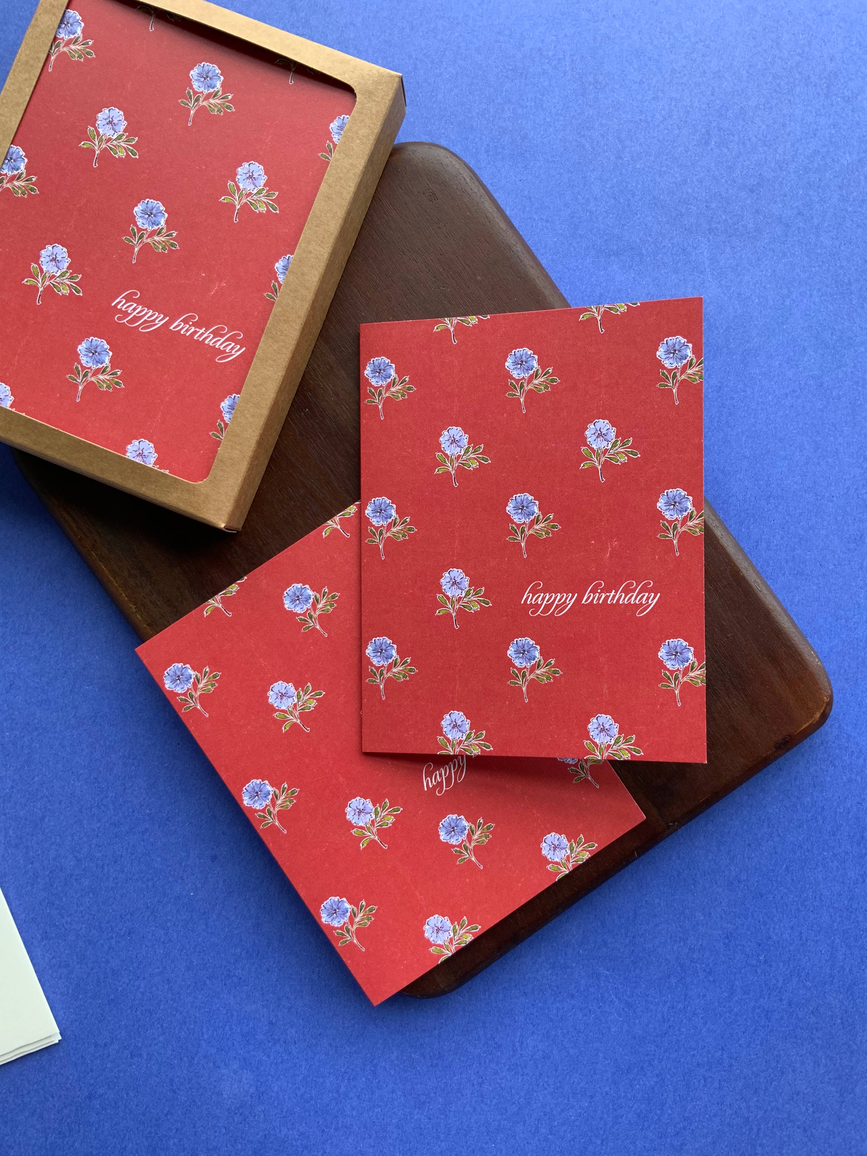 papierwinkel - Wholesale Thank You Card - Floral Happy Birthday Cards | Single + Birthday Card Packs1