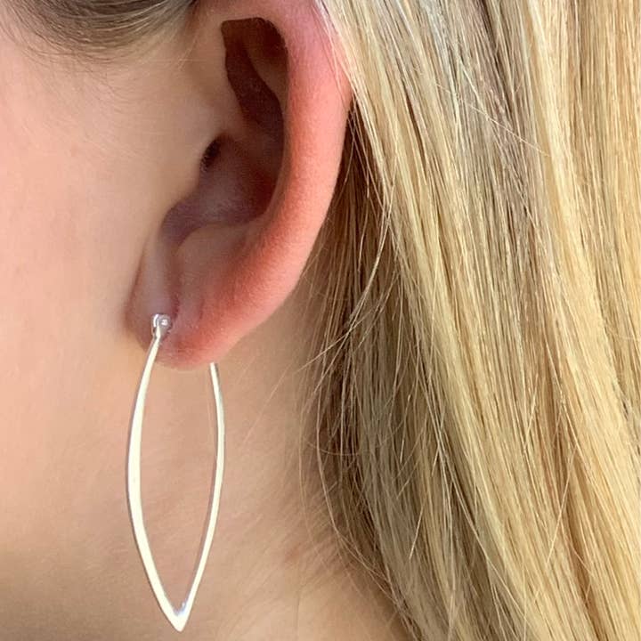 Philippa Roberts - Wholesale Hoop Earrings - Small Leaf Hoops Earrings Silver or Vermeil