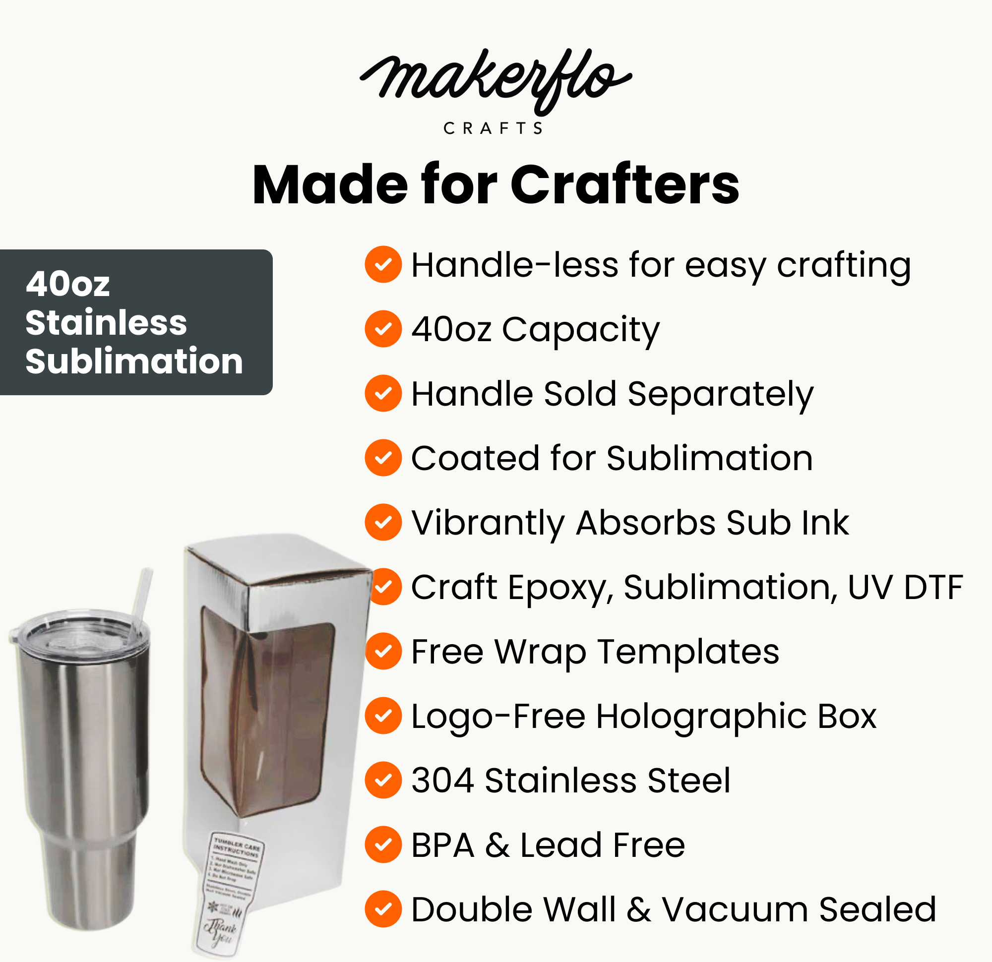MakerFlo - Wholesale Insulated Mug/Tumbler - 40oz Stainless Steel Tumbler4