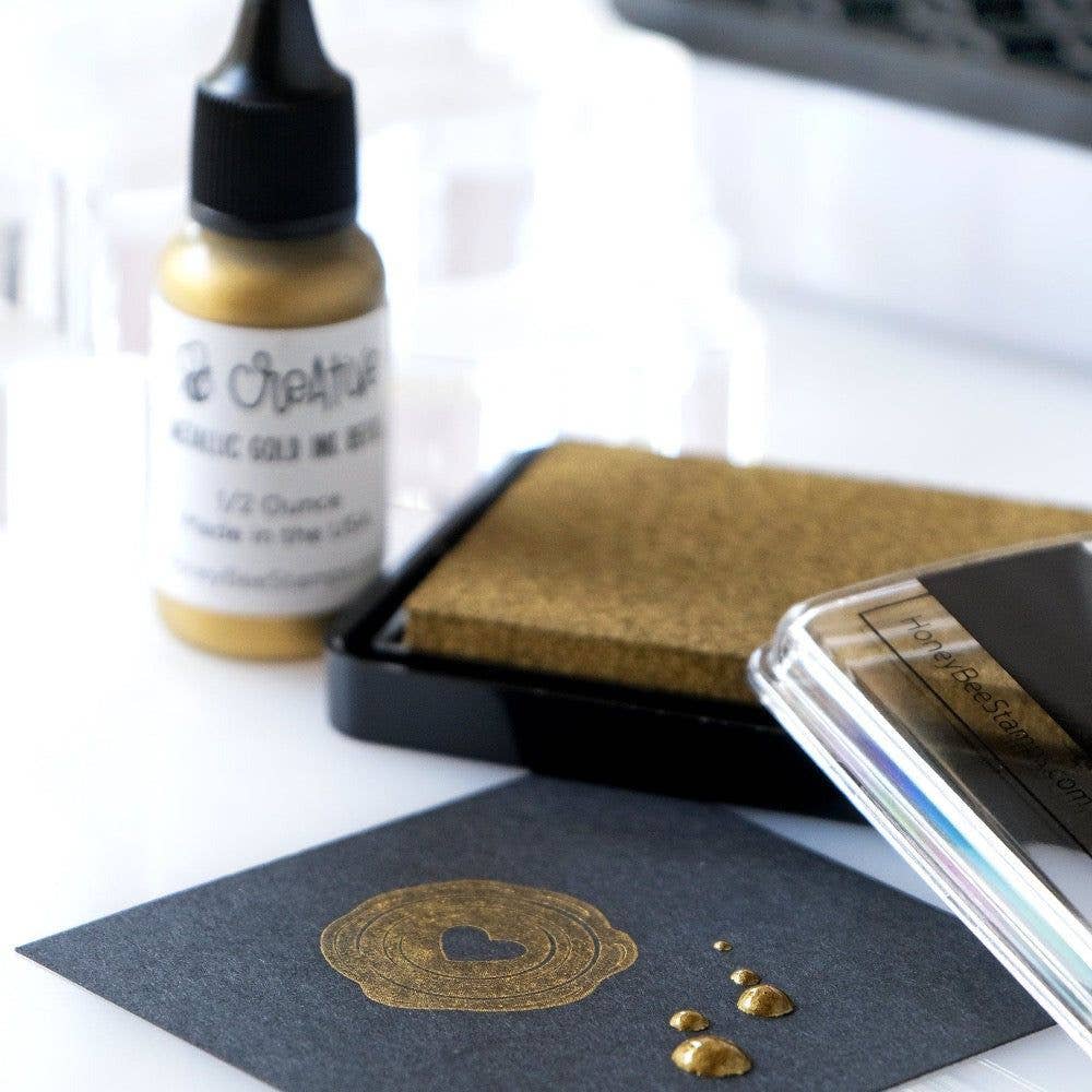 Honey Bee Stamps – Carimbo de borracha/decorativo por atacado – Almofada de Tinta Bee Creative - Tinta Pigmentada Dourada Metálica2