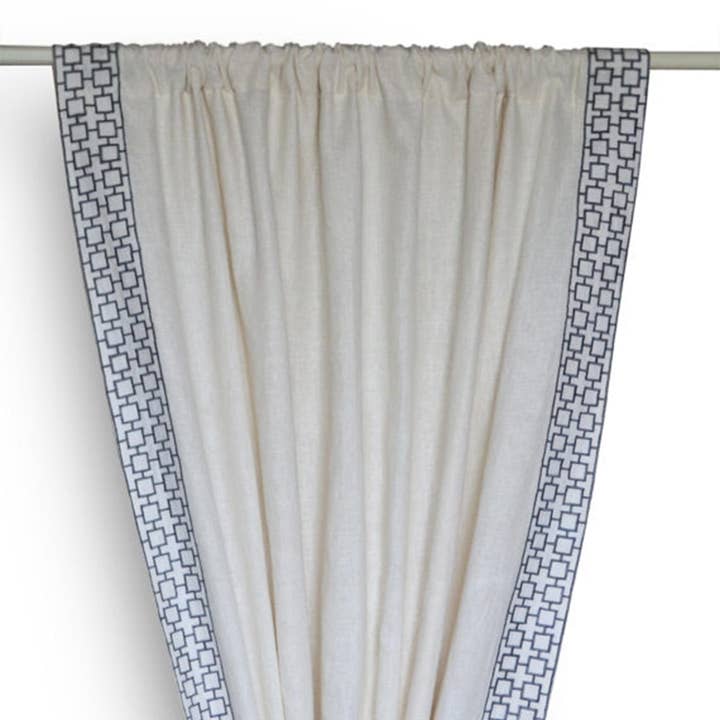 Exquisite Linen Curtain Drape In Lattice Embroidery for wholesale by Amore Beauté
