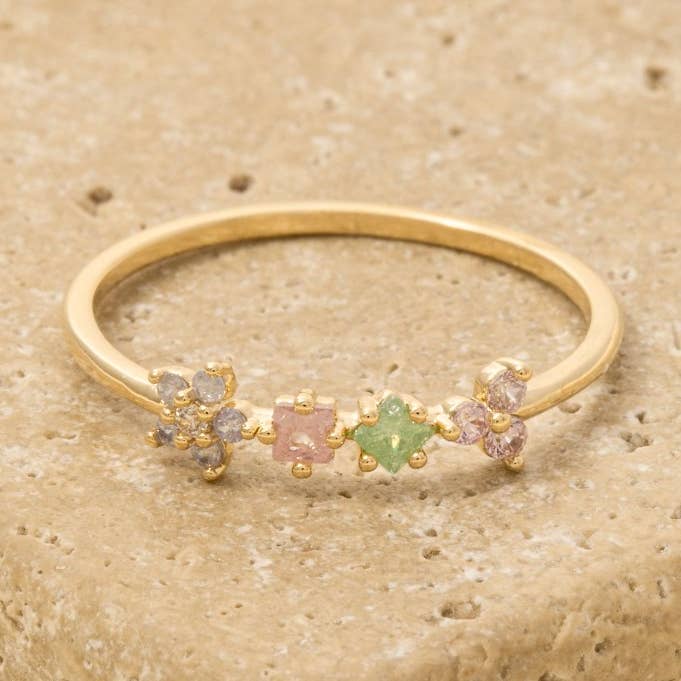 Gold Dipped Assorted Cz Flower Ring for wholesale by Anarchy Street