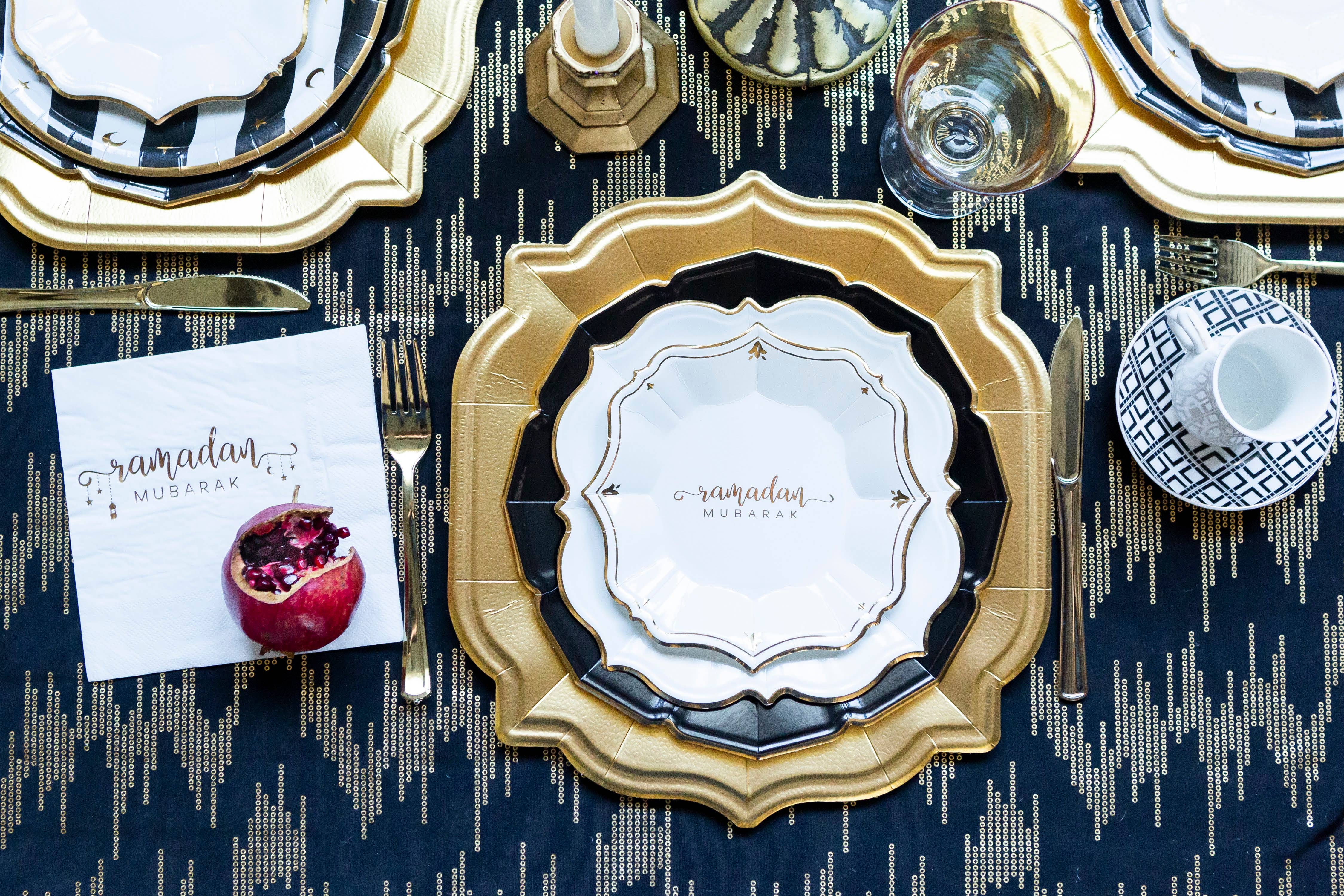 EID Creations - Vente Assiette jetable - 8 Assiettes Dessert Blanches Ramadan1