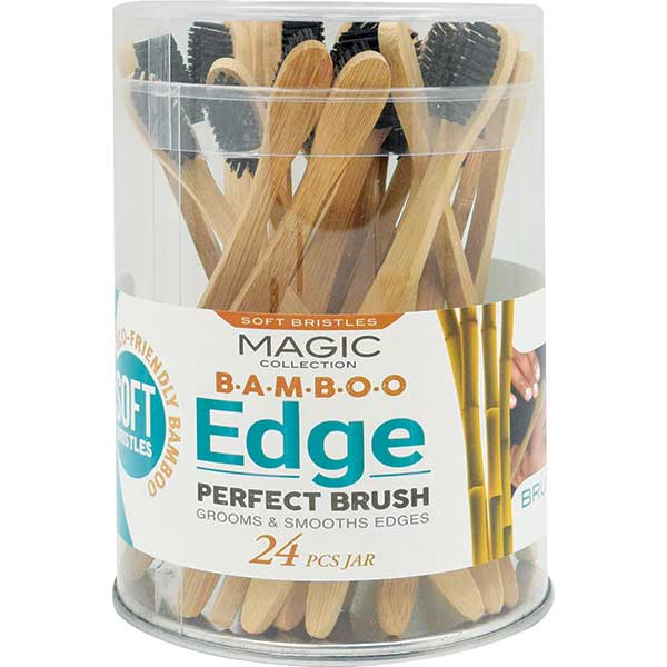 Majestic Wholesale - Wholesale Hair Brush/Comb - MAGIC COLLECTION EDGE BRUSH BAMBOO 24PC JAR/ 12PC BLISTER