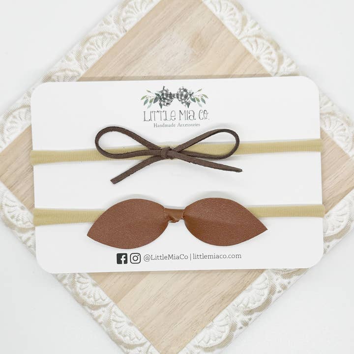 Cognac-Stirnband-Duo für den Großhandel von Little Mia Co.