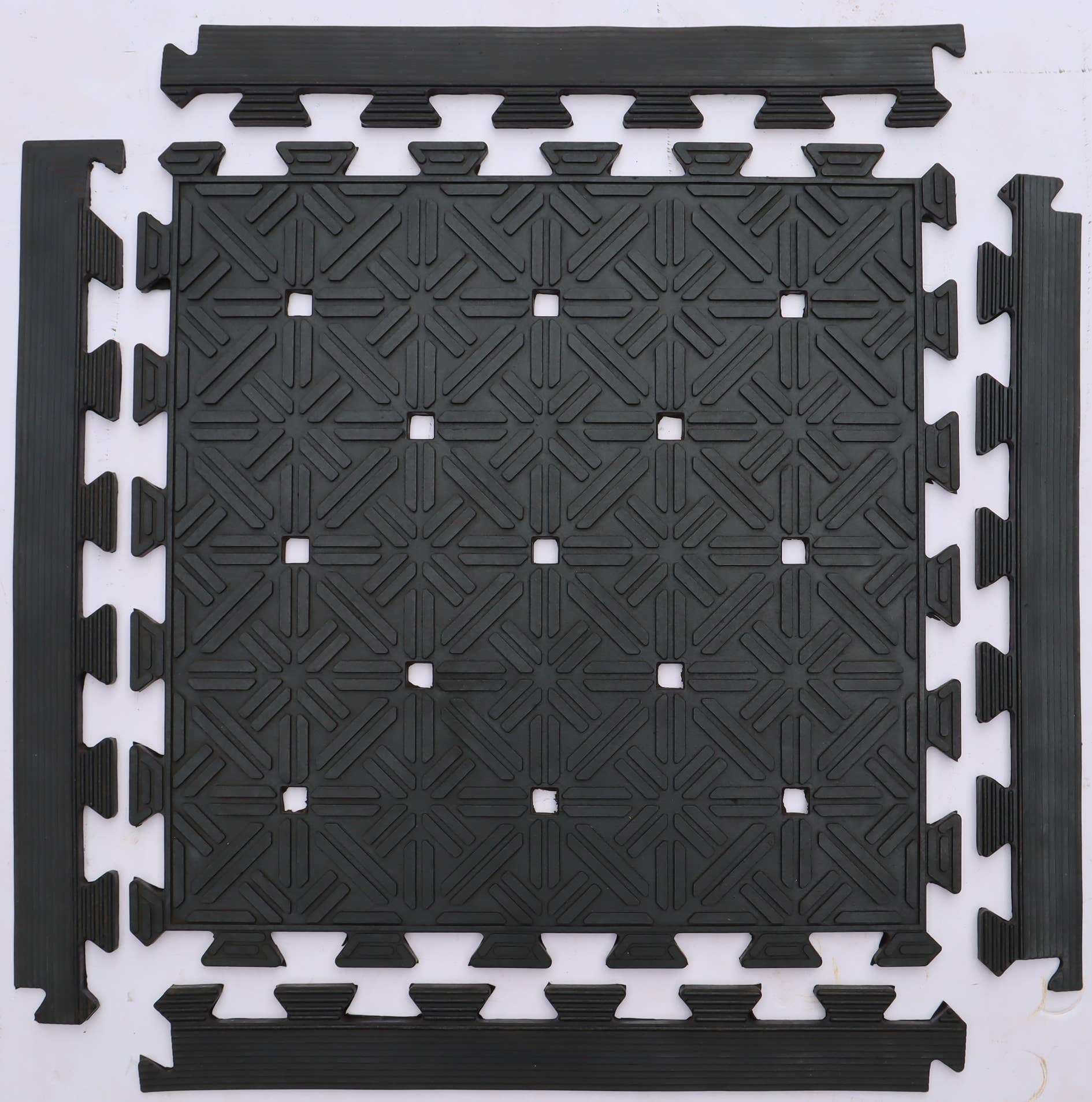 Imports Decor Inc – wholesale Door mat – Rubber Interlocking Floormat with connectors (Set of 4)1