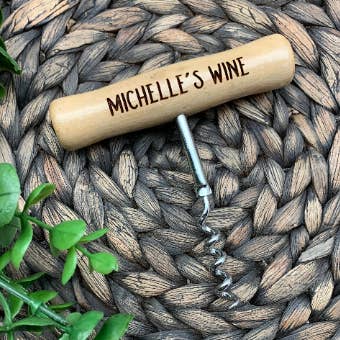 Personalized T-style Wood Handled Corkscrew, Wine for wholesale by Hazel Grove Customs