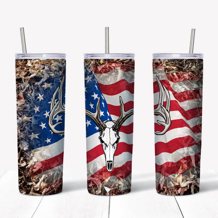 American Deer Skull Tumbler for wholesale by Wicked Flower Creations