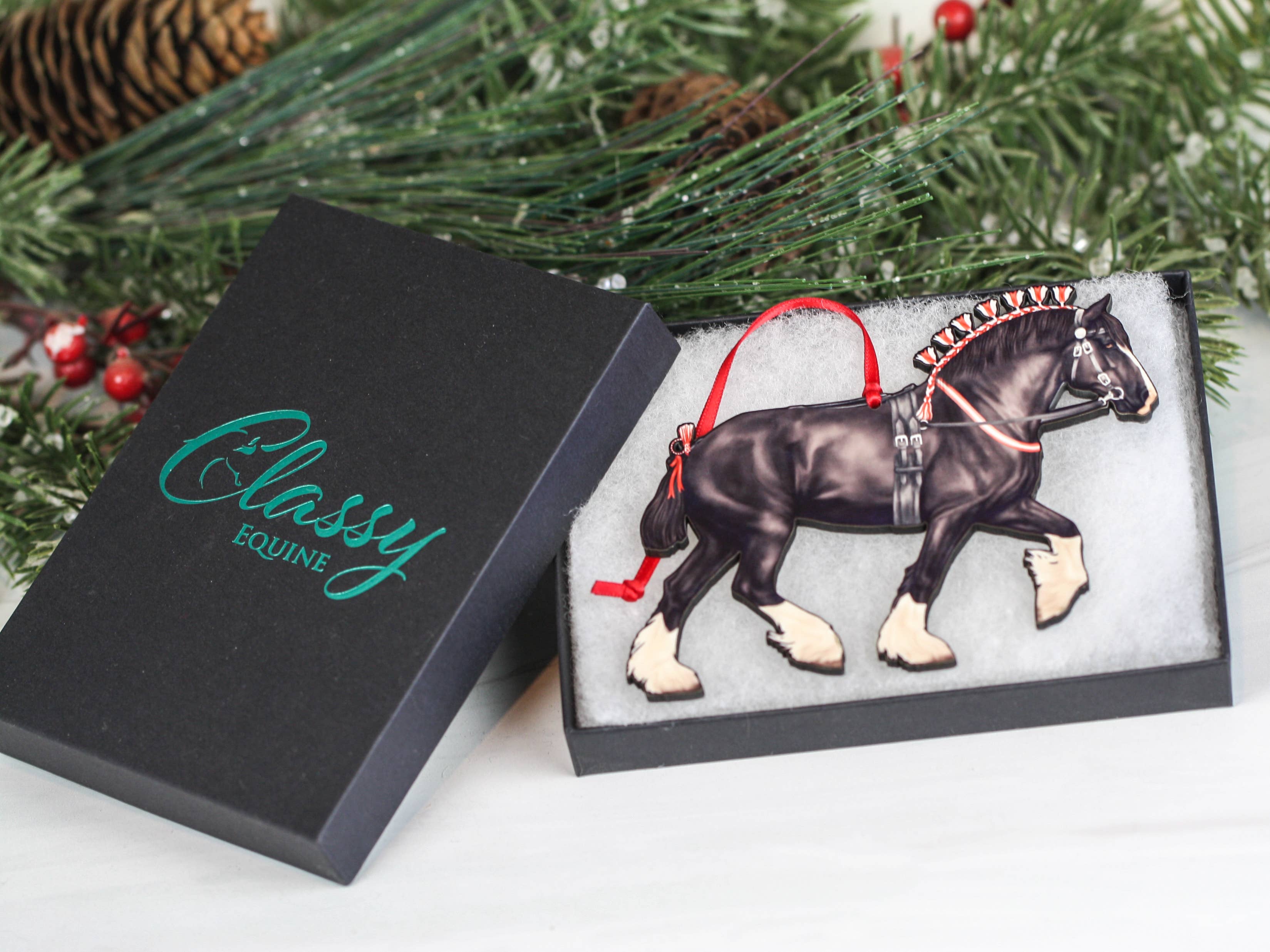 Classy Equine - Wholesale Ornament - Black Shire Draft Horse Christmas Ornaments Draft Horse Show6