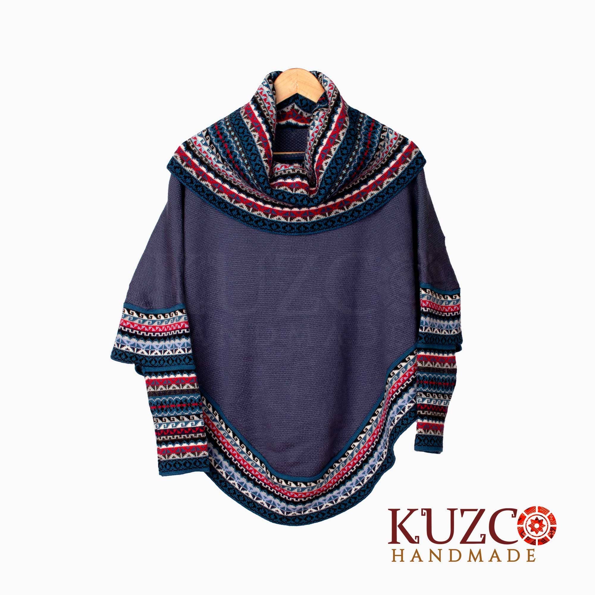 KuzcoHandmade - Wholesale Poncho - Women's - Knitted Turtleneck Alpaca Wool Poncho Cape for Women7