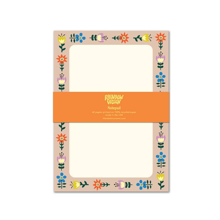 Folk Floral Notepad for wholesale by Rainbow Vision