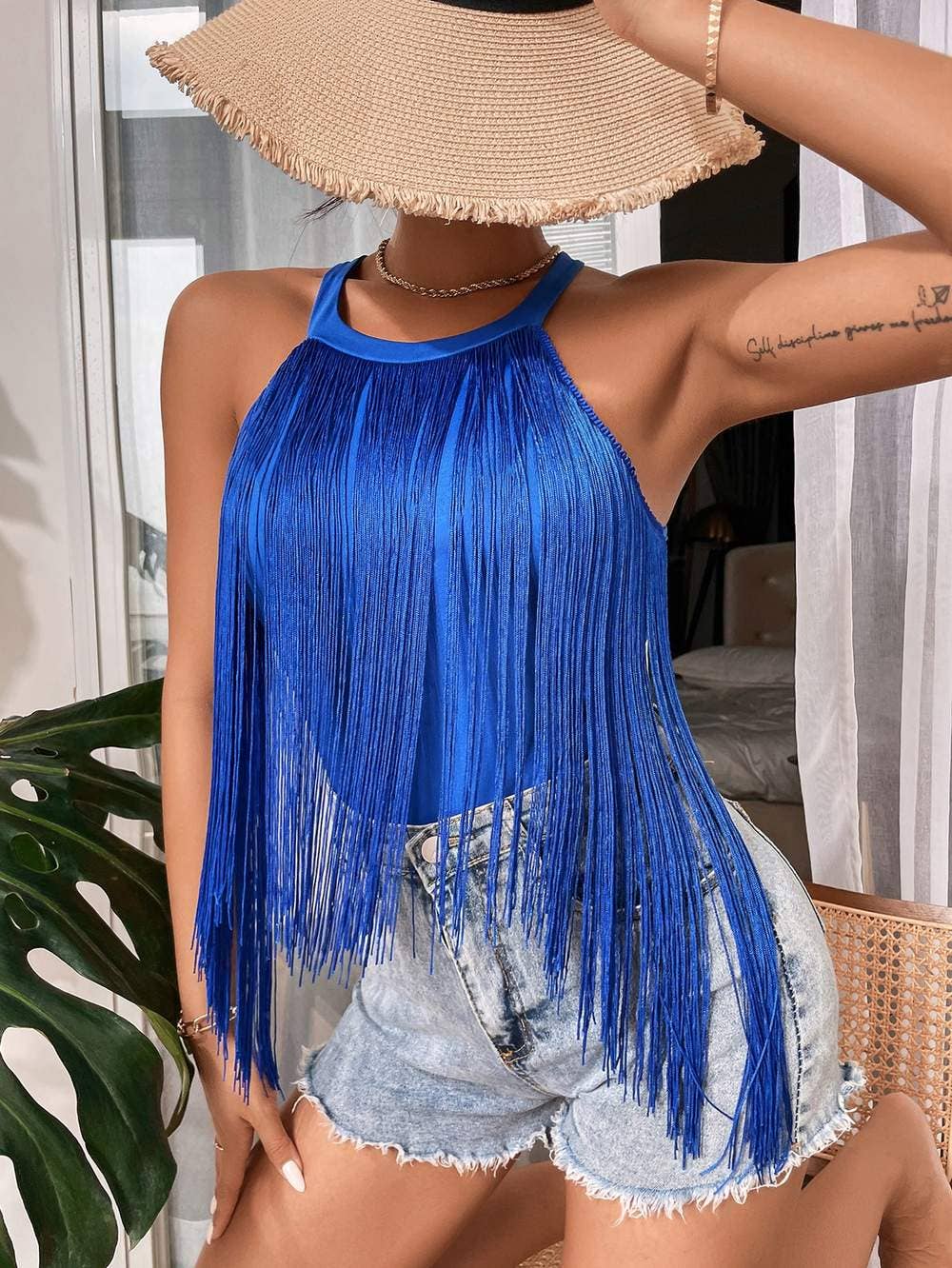 Queen Fashion - Wholesale Jumpsuit – Women's - solid fringe halter top1