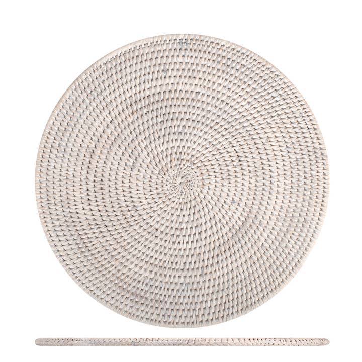 Tovaglietta tonda in rattan sbiancato ø 36 cm per la vendita all'ingrosso da parte di H&H
