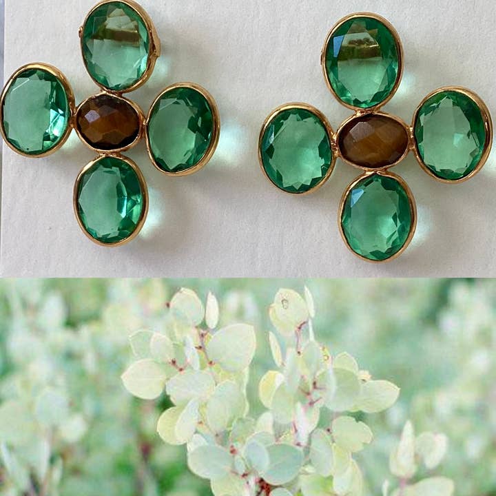 Sophie Green Flower Stud for wholesale by Julie Ryan Design