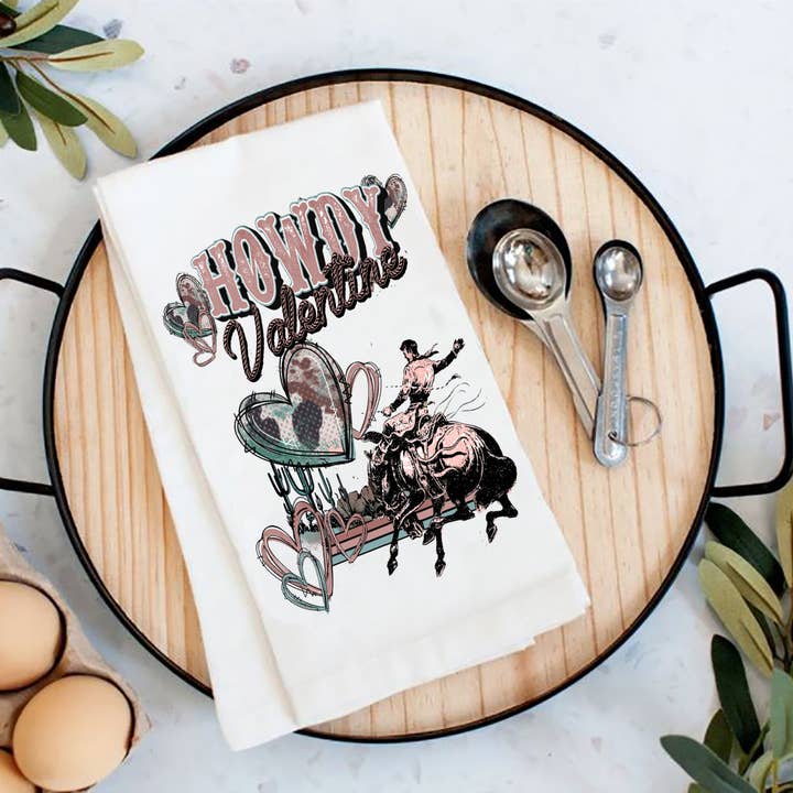 Howdy Valentine Western Cowboy Mjölsäck kökshandduk för wholesale av Avery Lane Gifts