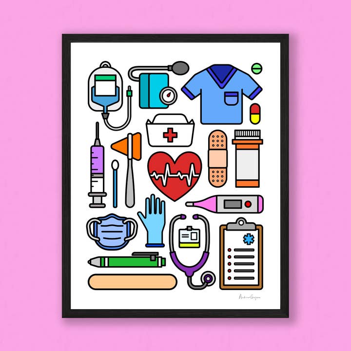 Healthcare (Nurses and Doctors) Print for wholesale by Knight Owl Design