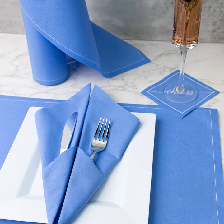 Toasting With Tara - Venta al por mayor Servilletas de tela - Servilleta de Algodón Enrollada: Soñando con el Verano (Azul Cielo)1