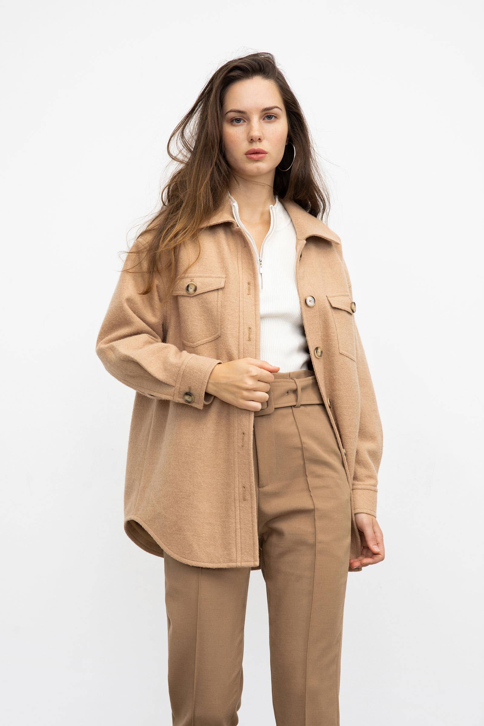 J.ING - Wholesale Trench Coat - Women's - Sage Tan Longline Coat4