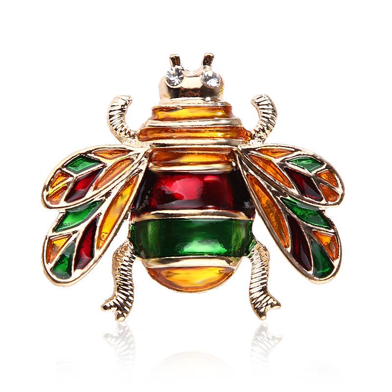 Tourtiwi – wholesale Brooch – Bee Beetle Crystal Pearl Brooch, Cute Insect Metal Pin8