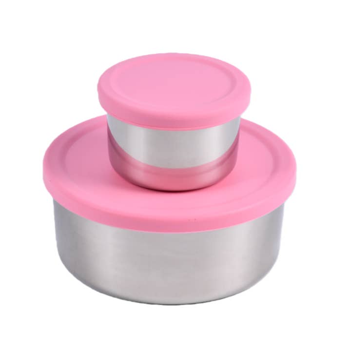 Mighty Minis Stainless Steel Round Containers – Set of 2 - Light Pink - PRE ORDER for wholesale by Mum Made Yum