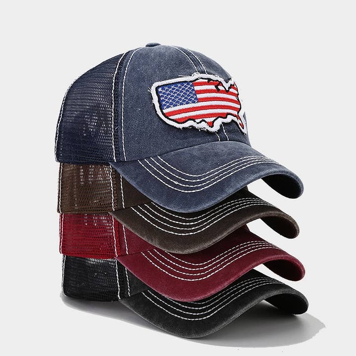 MKS America - Wholesale Baseball Cap - Unisex - July 4 Independence Day map flag baseball cap9