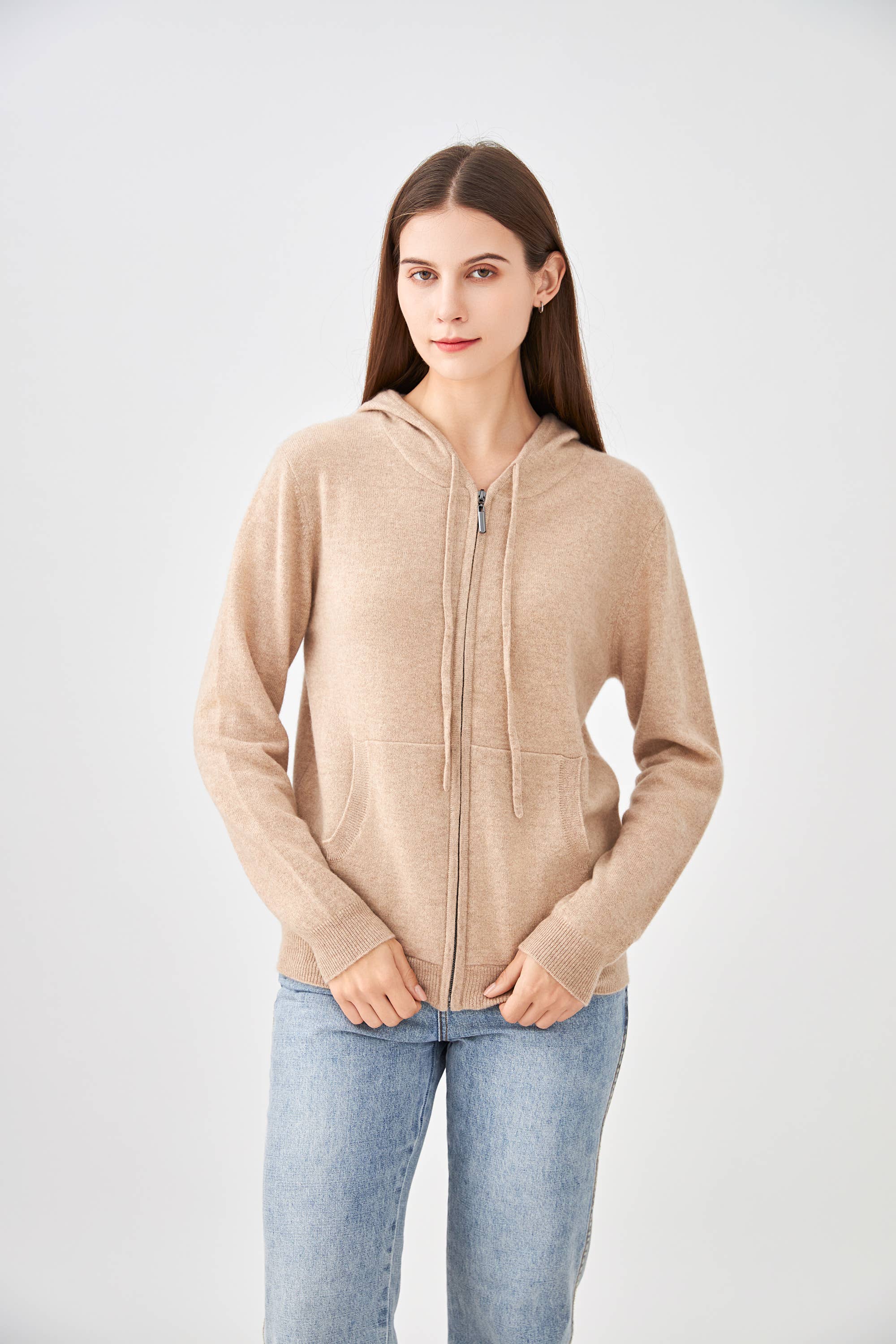 jw.atelier - Vente Sweat à capuche – femme - Gilet 100% cachemire zippé à capuche21