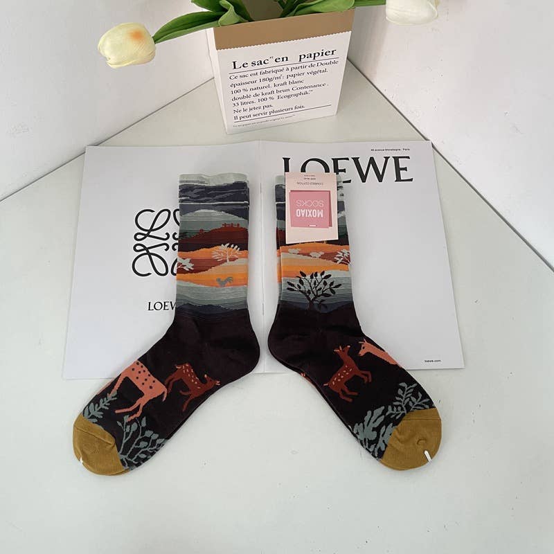 Tourtiwi - Wholesale Socks - Unisex - Retro Art Abstract Print Mid-Calf Socks5