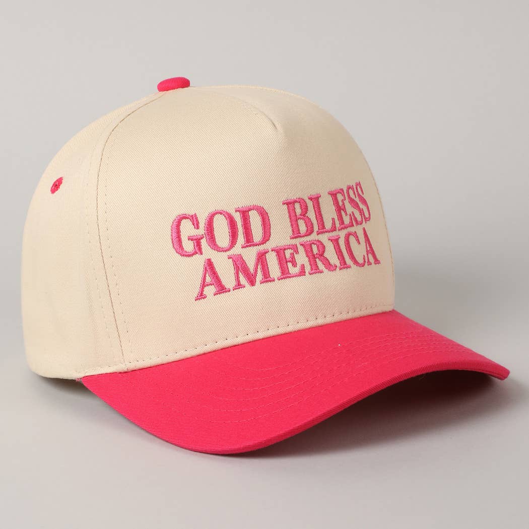 Fashion City - Wholesale Baseball Cap - Unisex - God Bless America Embroidered Two-Tone Canvas Cap17