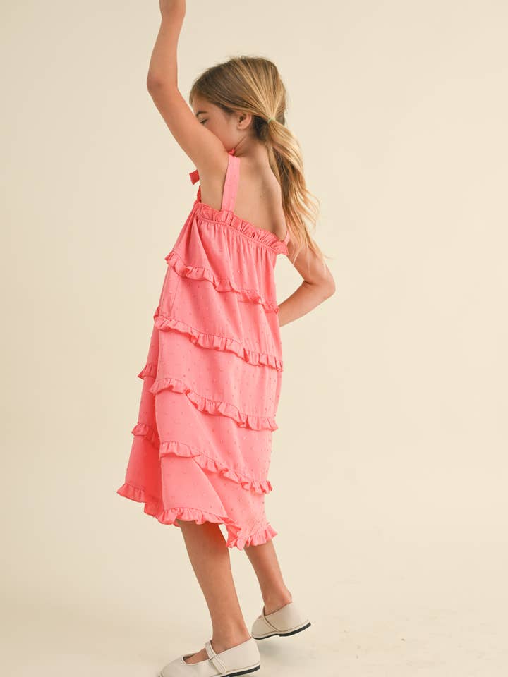 heart and arrow - Wholesale Dress – Kids - TWEEN KIDS GIRLS WOVEN TIERED MIDI DRESS (4-6X)5