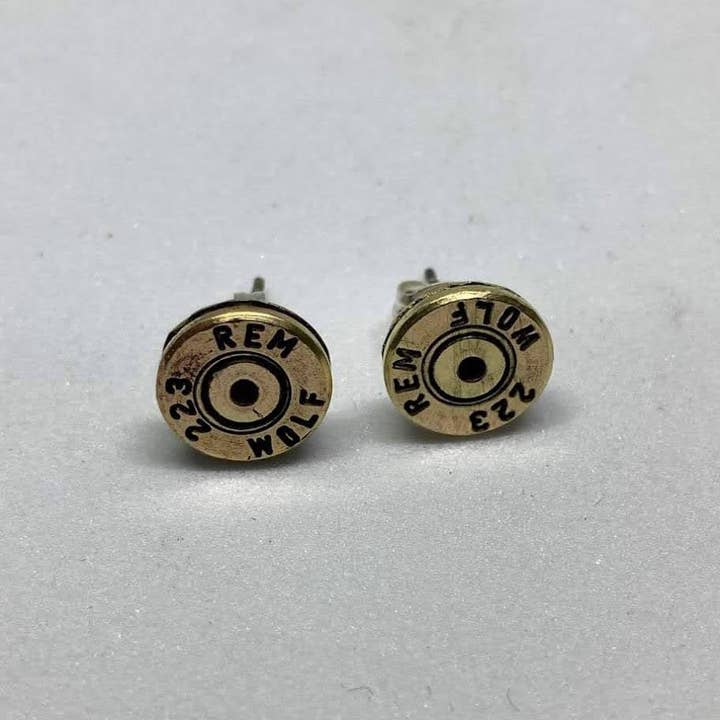 Vermont Cut Coins & 2nd Shot Round - Wholesale Stud/Post Earrings - Bullet Earring Studs - Many Calibers - .223 .45 9mm 30-06