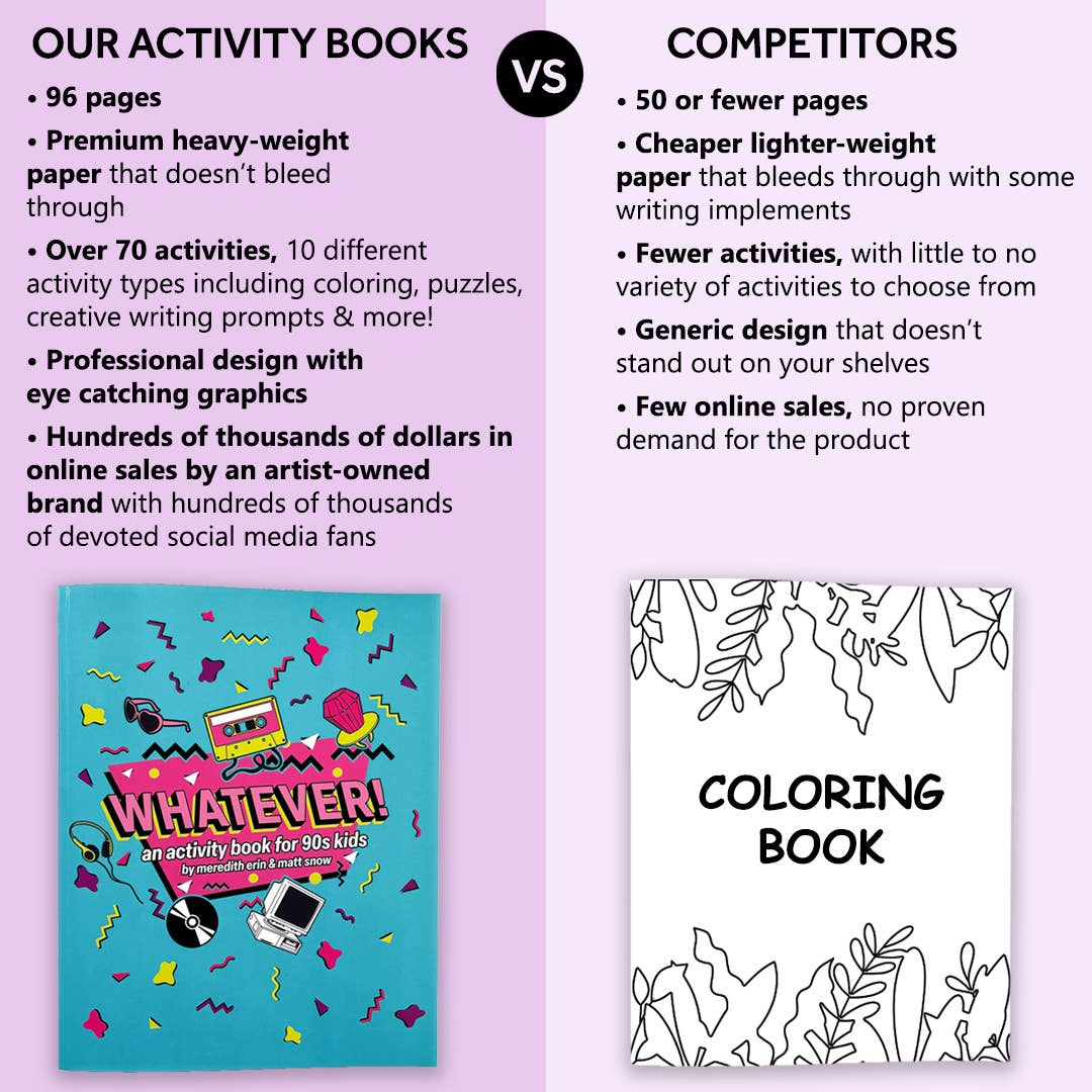Boredwalk - Wholesale Coloring & Activity Book - Kids & Baby - Whatever! An Activity Book for 90s Kids1