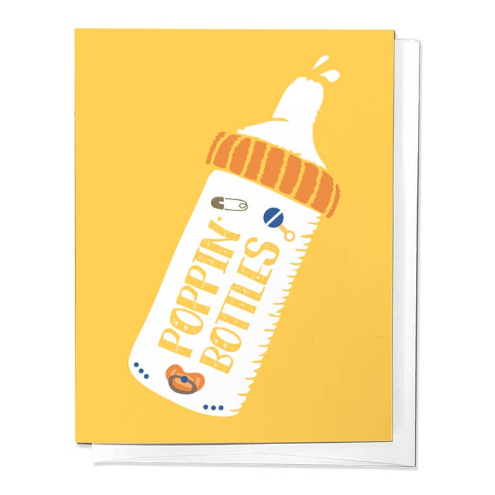 Poppin Baby Bottles, divertente biglietto di auguri per neonato per la vendita all'ingrosso da parte di Parcel Island