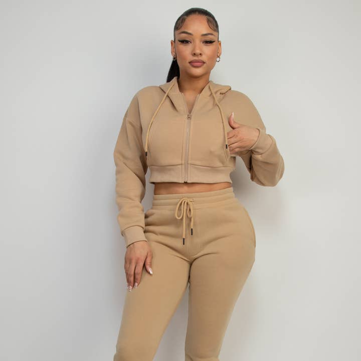 Boswell - Wholesale Lounge Set - Women's - FLEECE HOODED TOP AND PANTS SET3