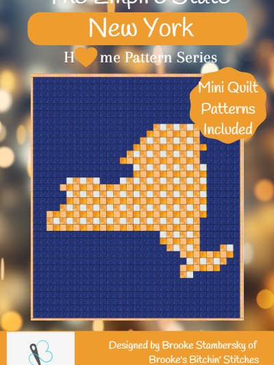Motif de courtepointe pixélisé Empire State New York Version papier pour la vente par Brooke’s Bitchin’ Stitches