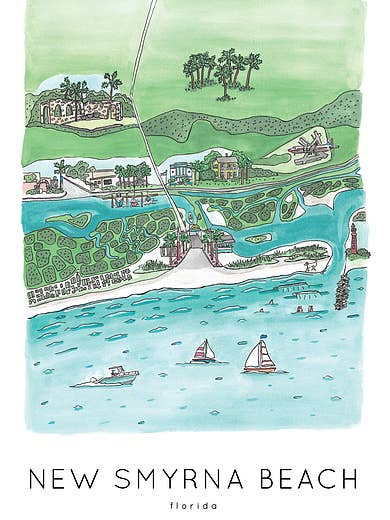 New Smyrna Beach Aerial Print for wholesale by Jelly Press