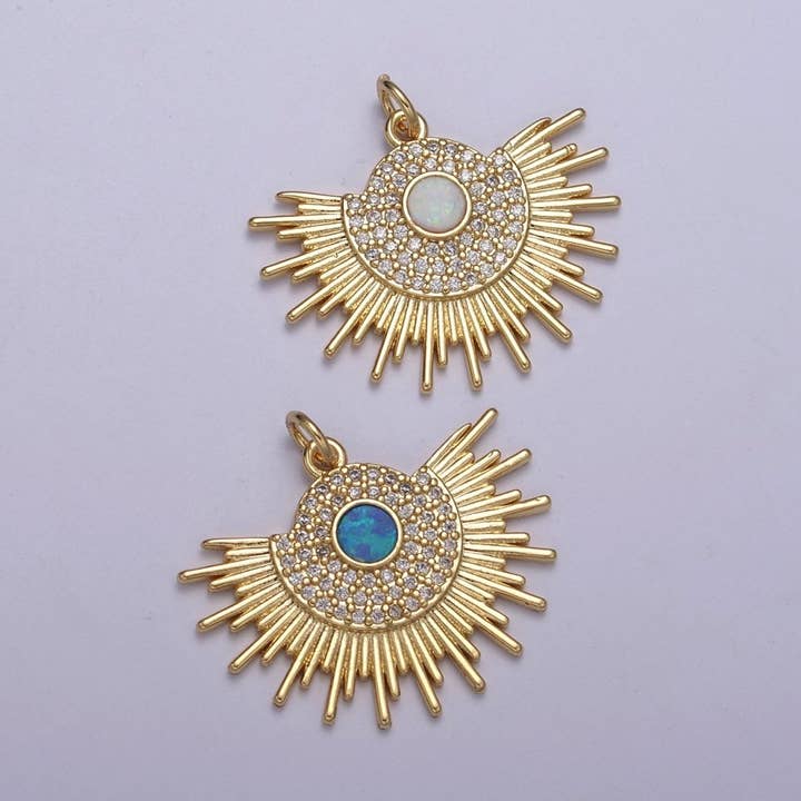 Opal Gold Sun charm, Sunbeam charm Sunshine, Sunburst, Sun Pendant, Bohemian Jewelry Inspired N-252 N-253 for wholesale by Aim Eternal
